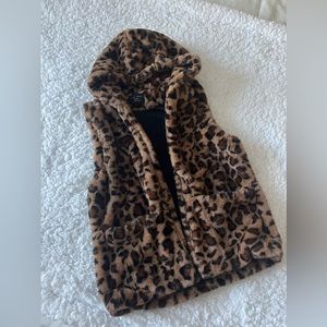 Cheetah printed fleece vest